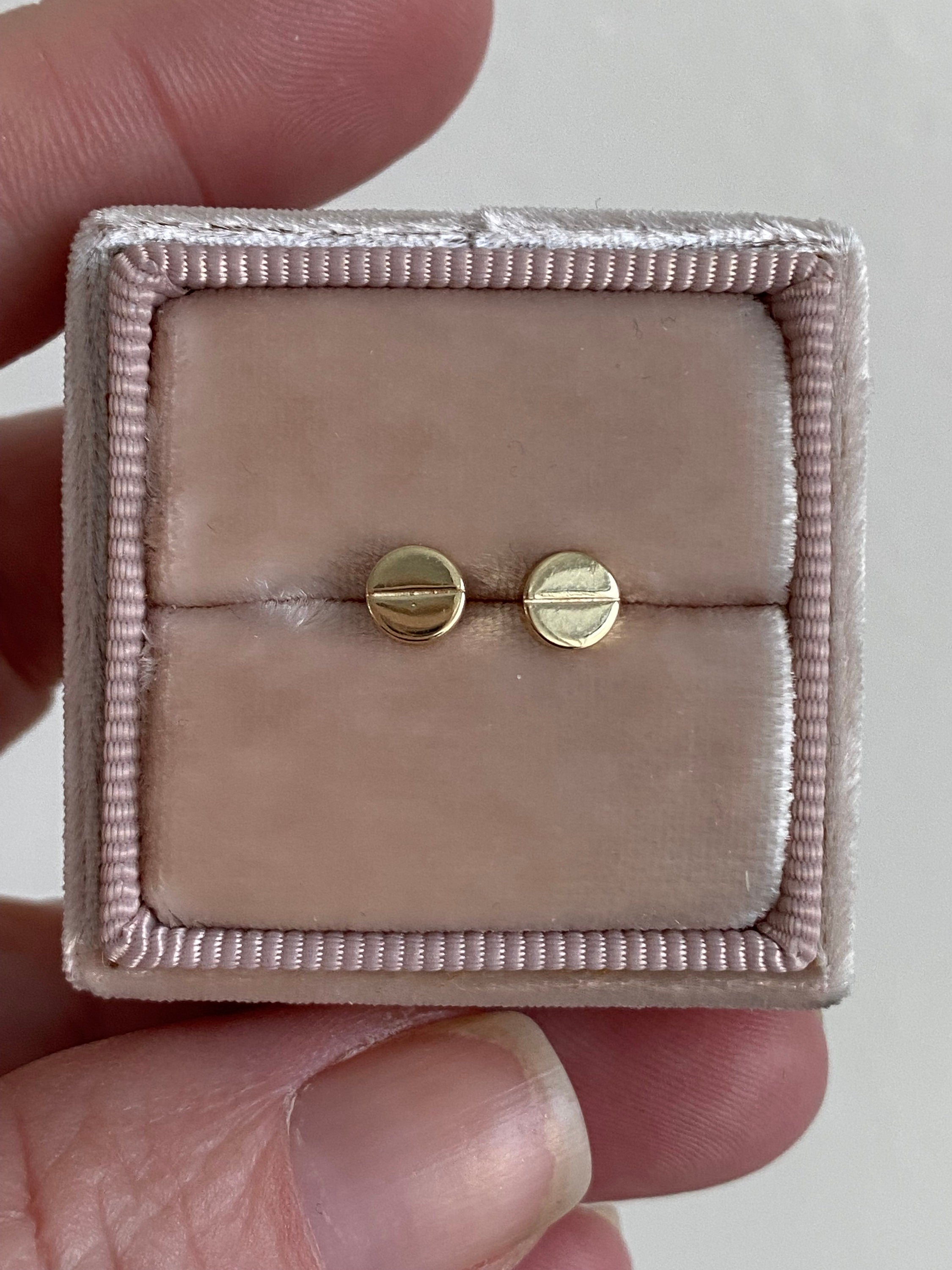 Screw Head Stud Earrings in 14K Solid Gold.